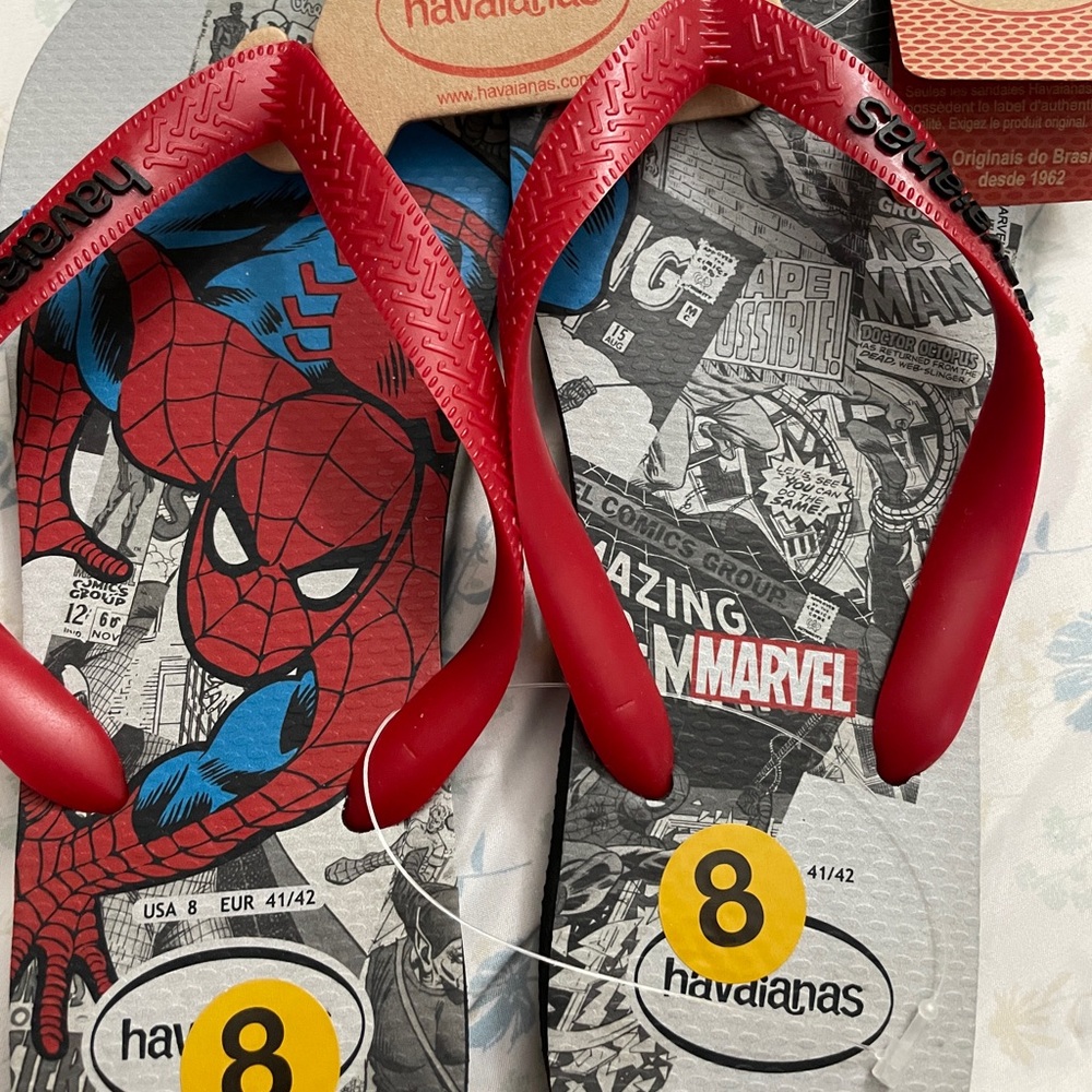 Brand New SpiderMan Amazing Marvel Size 8US 41/42 EUR Havaianas FlipFlops